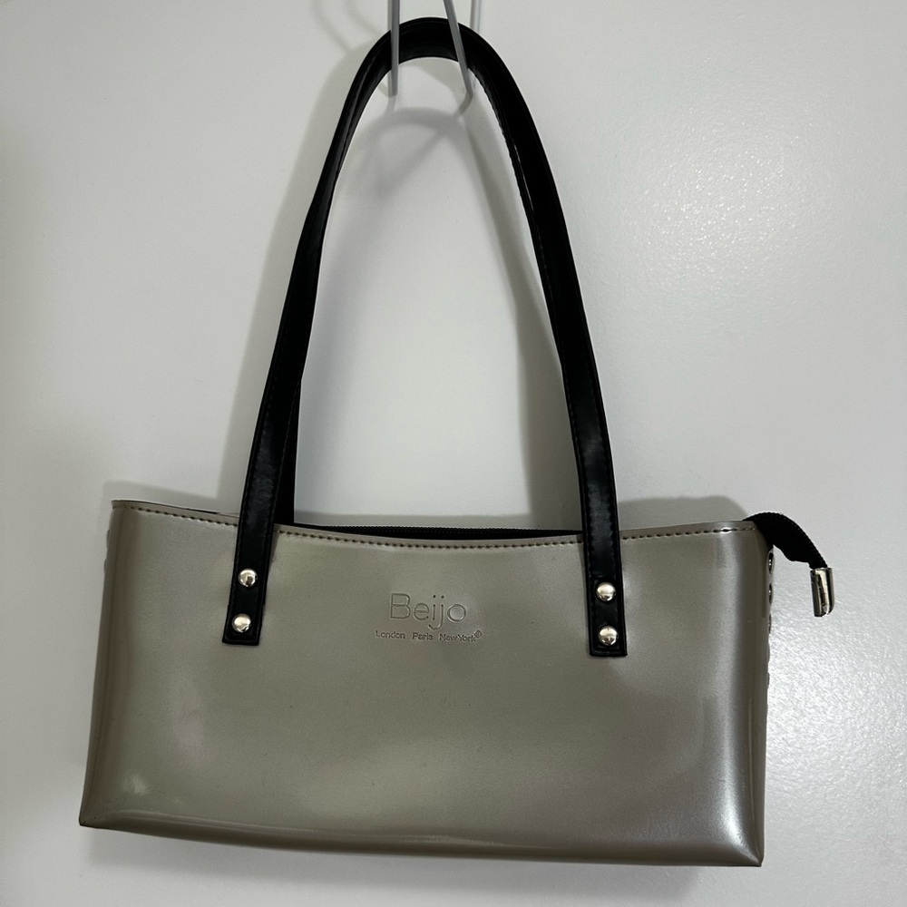 Beijo Shoulder Vintage Gray Bag with Black Double Straps